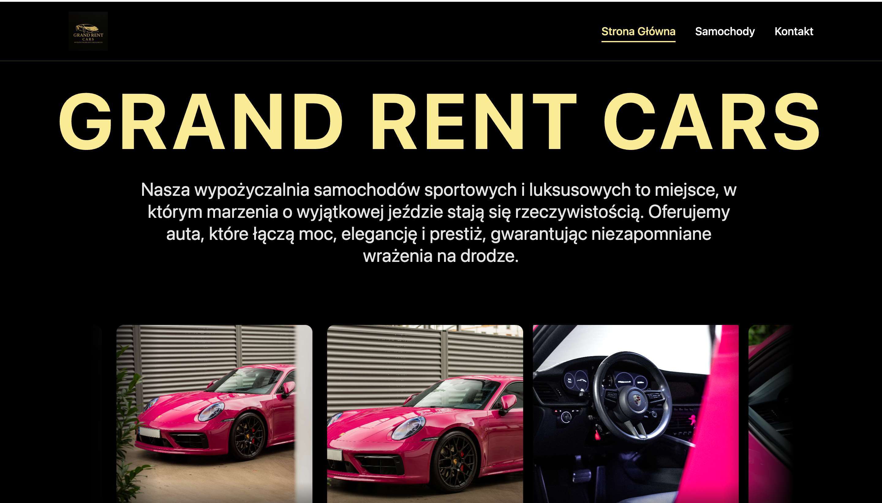 Strona internetowa dla Grand Rent Cars - tworzenie stron www